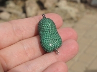 LG Flat Drop Focal Bead, 18x26mm, Emerald Green Pave