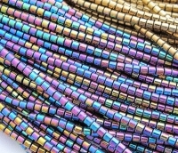 Rainbow Titanium Hematite, 2.5mm barrels