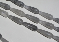 Smoky Moss Quartz Faceted Longdrill Teardrops, 10x30mm, each