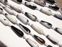 Black and White Agate Faceted Longdrill Teardrops, 10x30mm, each