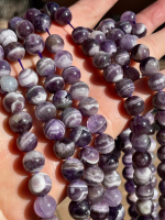 Chevron Amethyst Polished Rounds, 10mm