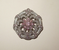 Medallion-Sterling Pink Crystal , Multi-String 1-1/4"