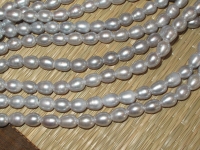 Cool Silver Large Hole Pearls, 7.5-8mm rice
