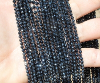 Black Spinel Faceted Rounds, 3mm