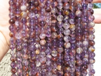 Super 7 Amethyst Crystal Polished Rounds, 6mm