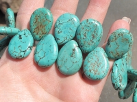 Dark Blue Green Spiderweb Magnesite Teardrop Briolettes, 24mm, each