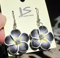 Polymer Clay Flower Earrings, Black & White