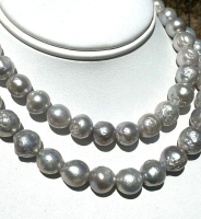 Sharkskin Silver Baroque Round, Graduated 11-14mm potato