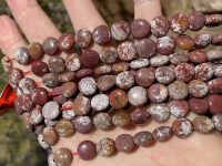Red Mauve Pinto Jasper Coins, 10mm