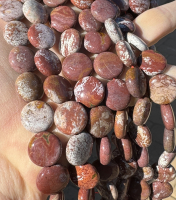 Red Mauve Pinto Jasper Coins, 12mm