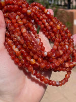 Red Orange Striped Carnelian Polished Rounds, 8mm