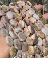 Pink Opal Flat Oval Pebbles, 12x16mm