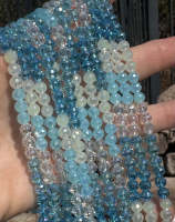 Faceted Crystal, Blue Opal Aurora Mix, 6mm Round