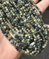 Green Tourmaline Mix Laser Faceted Rounds, 3mm
