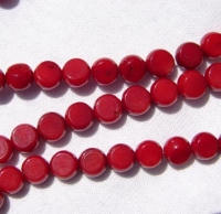 Dark Red Coral Coins, 6mm