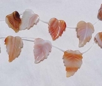 Carved Orange & White Leaves, 10pcs