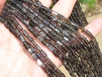 Smokey Quartz Bricks, Dark, 6x4mm