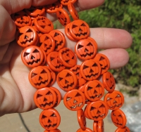 Jack-O-Lantern Orange Magnesite Beads, 15mm, each