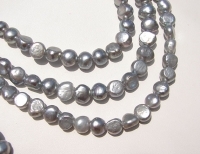 Silvery Blue Shimmer Large Hole Pearls, 9-10mm side drill