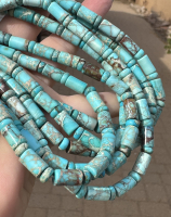Turquoise Blue Impression Jasper Tubes & Rondels, 6mm