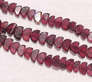 Red Garnet Faceted Half Moons, 6-7mm