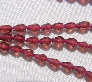 Pink Garnet Faceted Mini Peardrops, A grade, 4x3mm