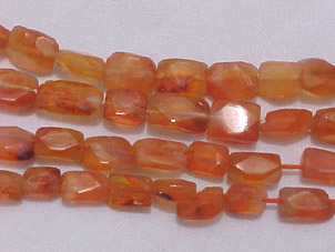 Orange Carnelian Faceted Bricks, 9x5mm