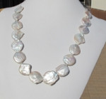 Designer Coin Pearls, Frosty White, 20-22mm