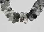 Black Rutilated Quartz Polished Briolettes, Graduated Shades, 10-14mm