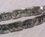 Black Rutilated Faceted Pillows, 16x12mm