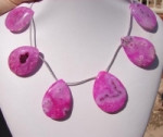 Solar Quartz Hot Pink Briolettes, 36-38mm, each