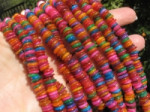 Multi Color AgateThin Tumbled Chip Heshi, 8mm, 32"