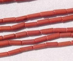 Matte Coral Glass Tubes, 9x3mm