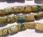 Tan & Turquoise Jasper Rectangle Pillows, 16x12mm