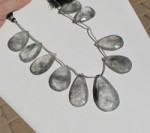 Black Rutilated Quartz Long Briolettes, Graduated 33-43mm