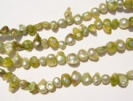 Celery Green Mabe Shell Pearls, 8-12mm