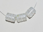 White & Frost Rectangle Pillow Glass Bead, 22mm x 17mm, each