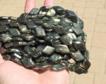 Diamond Coin Pearls, Deepest Forest, 11x18mm