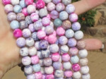 Snowflake Agate Faceted Rounds, White Candy Frost, 10mm