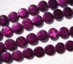 Magenta Polka Dot MOP Coins, 11mm
