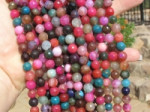 Snowflake Agate Faceted Rounds, Candy Mix, 8mm