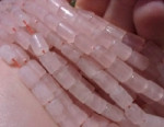 Rose Quartz Faceted Tubes, 6mm